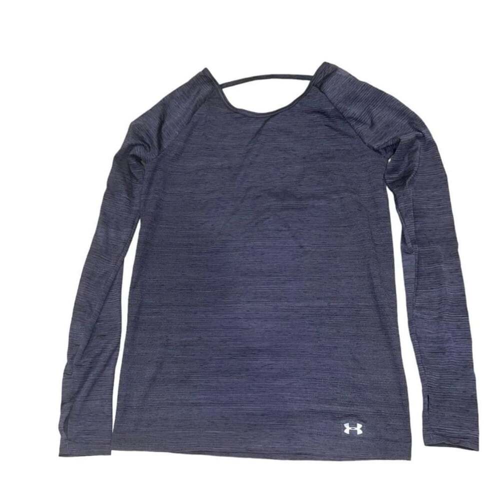 Under Armour Threadborne Seamless Long Sleeve Size XS Grey Open Back Top